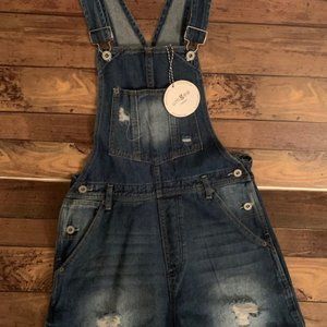 Omgee Short Distressed Overalls